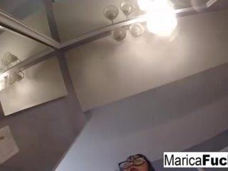 Marica Hase in flirty lingerie masturbates in the mirror