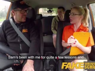Fake Driving School Exam failure initiates to fantastic enticing blonde car fuck
