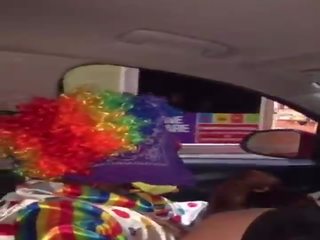 Clown gets shaft sucked while ordering food