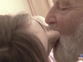 Old Young - Big prick Grandpa Fucked by Teen she licks thick old man penis