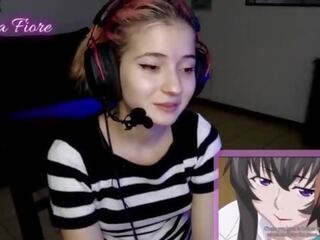 18yo youtuber gets lascivious watching hentai during the stream and masturbates - Emma Fiore