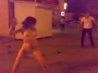 Crazy Ms Dancing Completely Naked On The Street