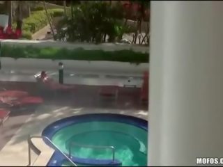 Busty chick is spied on while sunbathing