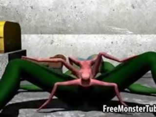 Hijau 3d enchantress mendapat fucked keras oleh yang mahluk asing spider