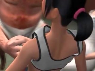 Страстен аниме очарователен брюнетки давайки духане в ганг банг