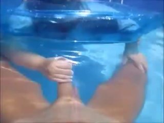 Nasty Wife Give Husband Handjob In Pool Underwater & lead Him Cum Underwater
