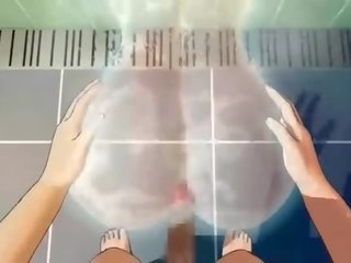 Animen animen kön video- docka blir körd bra i dusch