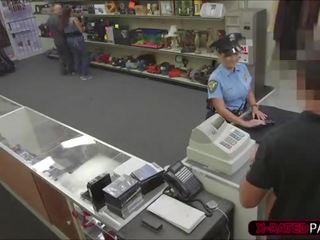 Flirty Police officer wants to pawn her stuff ends up in the office
