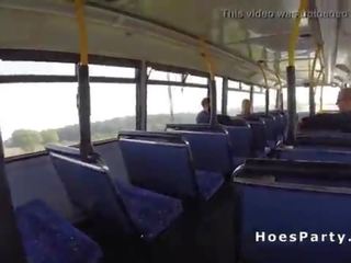 Amateur sluts sharing phallus in the public bus
